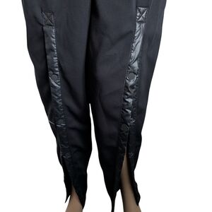 Black NIKE Track Pants with Satin Trim - Zipper In Front-Small
